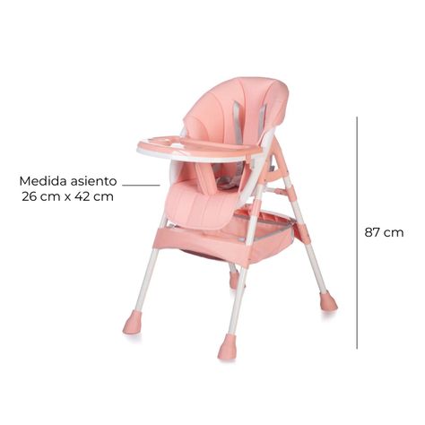 Silla De Comer Bebe Eco Cuero Ajustable Rosada-1
