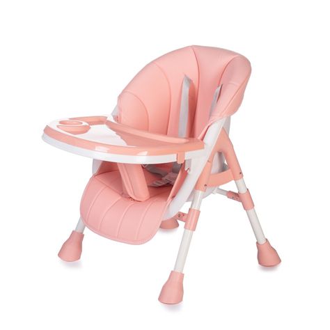 Silla De Comer Bebe Eco Cuero Ajustable Rosada-3