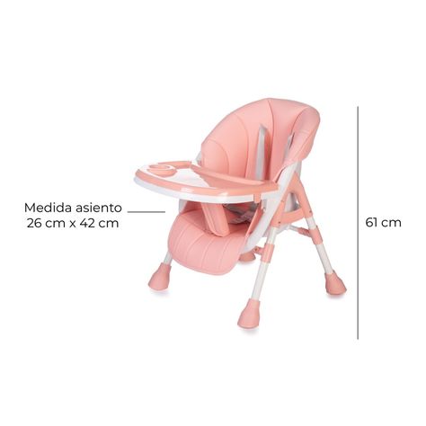 Silla De Comer Bebe Eco Cuero Ajustable Rosada-4