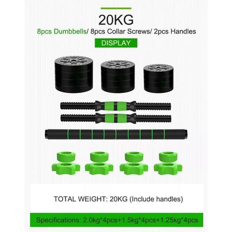 Set de Mancuernas 20 Kg con Union Light Green-4