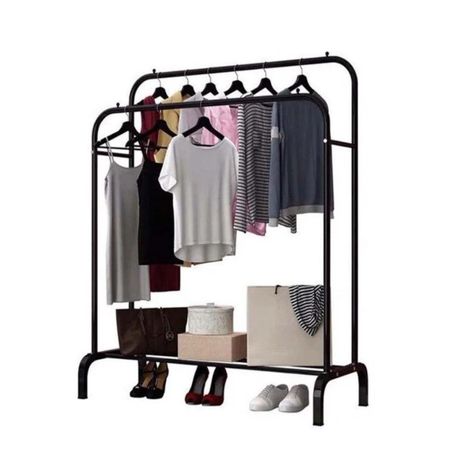 Perchero Colgador de Ropa Doble Metalico Resistente Negro-0