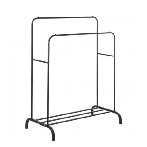 Perchero Colgador de Ropa Doble Metalico Resistente Negro-1