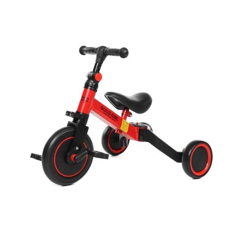 Triciclo Correpasillos Multiposiciones 3 En 1 Rojo-0