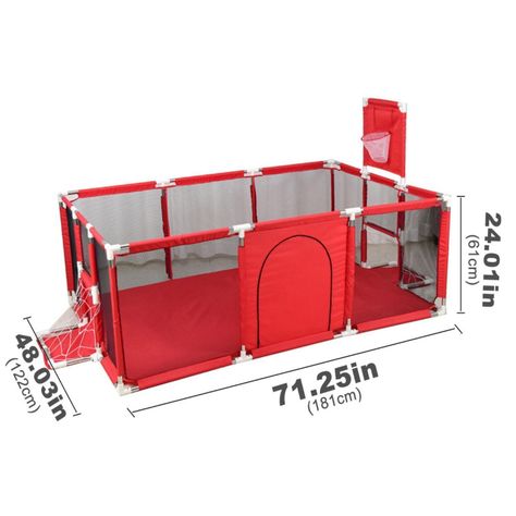 Corral Seguridad Bebes  Aro De Basket 180cm Rojo-2