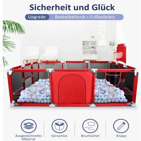 Corral Seguridad Bebes  Aro De Basket 180cm Rojo-3
