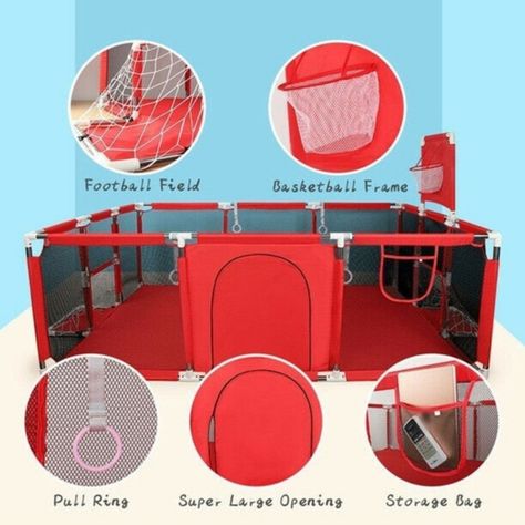 Corral Seguridad Bebes  Aro De Basket 180cm Rojo-7