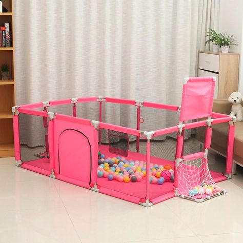 Corral Seguridad Bebes  Aro De Basket 180cm Rosado-3