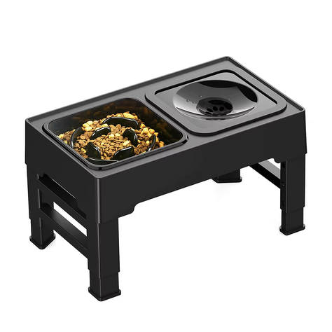 Plato Comedero Bebedero Antiderrame, Ajustable Para Mascotas-0