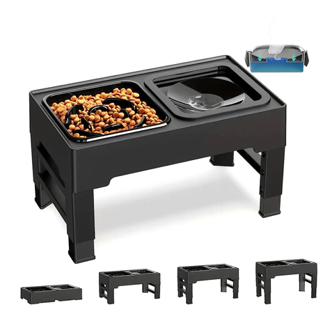 Plato Comedero Bebedero Antiderrame, Ajustable Para Mascotas-4