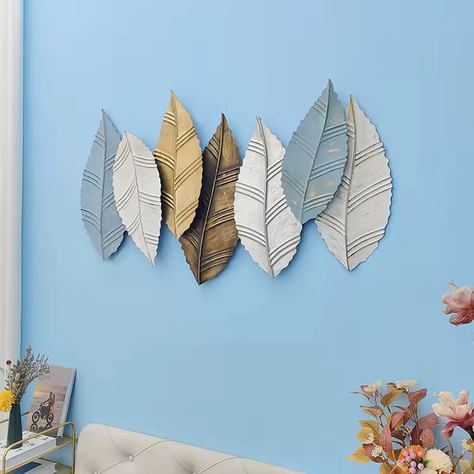 Adorno Decorativo Pared Placa Hojas Metalicas 110 cm-3