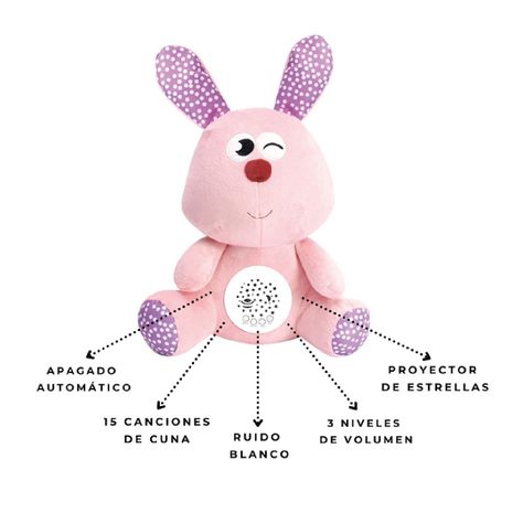 Conejito Espantacuco Peluche con Proyector de Musica y Luz-3