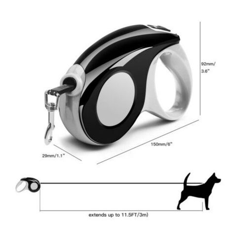 Correa Mascota Retractil Automatica 5 mts. Perro Gato Negro-2