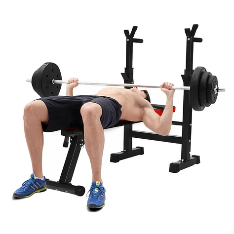 Press Banca Abdominal Reclinable Para Pesas Con Rack-7