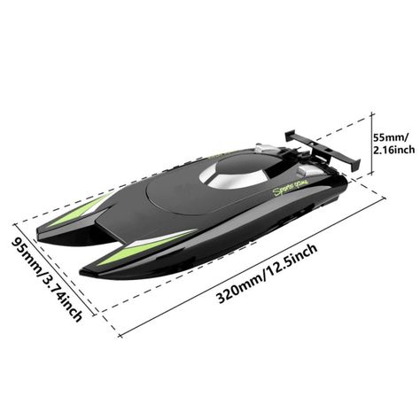 Lancha Juguete A Control Remoto Doble Motor Negro-1