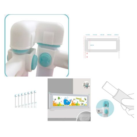 Baranda de Cama Seguridad Para Bebe Plegable 180 cm. Gris-3