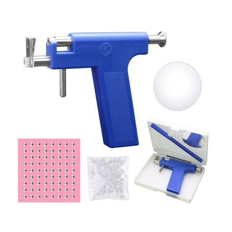 Kit Pistola Inoxidable Perforadora Cuerpo Aros Piercing + Estuche-0