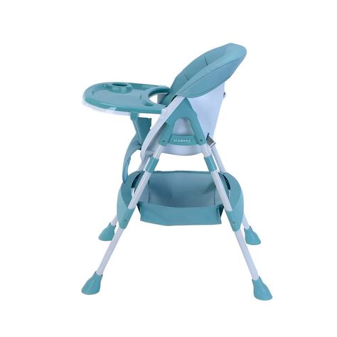 Silla De Comer Bebe Eco Cuero Ajustable Celeste-2