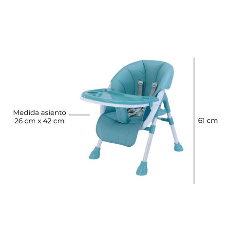 Silla De Comer Bebe Eco Cuero Ajustable Celeste-4