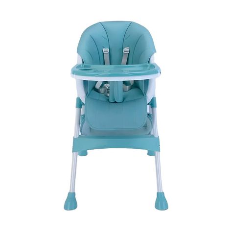 Silla De Comer Bebe Eco Cuero Ajustable Celeste-5