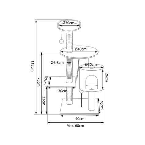Rascador Para Gato Tipo Torre Grande 3 Niveles 112 cms. + Cuerda-2