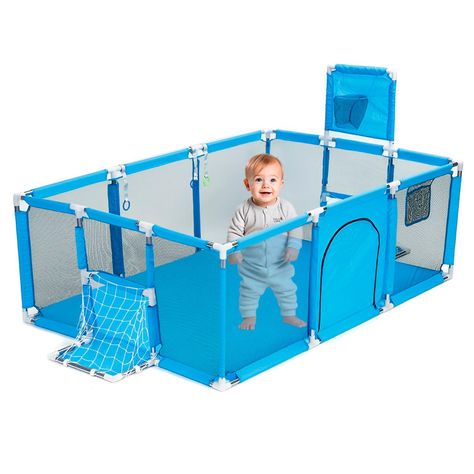 Corral Seguridad Bebes  Aro De Basket 180cm Celeste-0