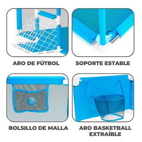 Corral Seguridad Bebes  Aro De Basket 180cm Celeste-2