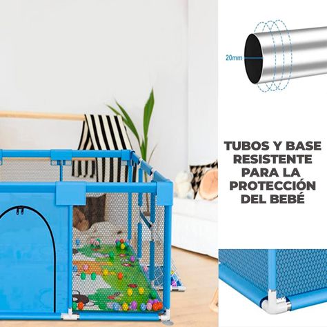 Corral Seguridad Bebes  Aro De Basket 180cm Celeste-3