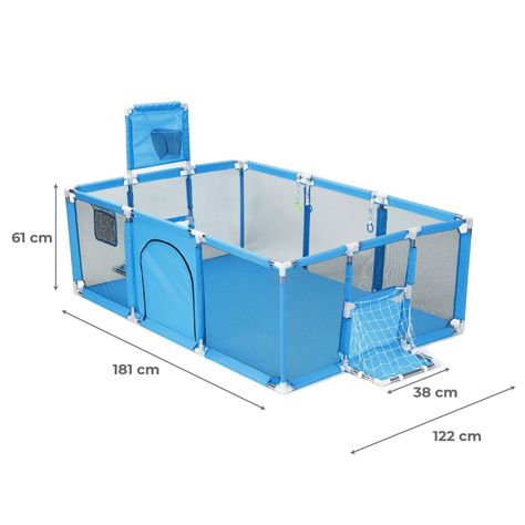 Corral Seguridad Bebes  Aro De Basket 180cm Celeste-5