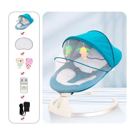 Silla Mecedora Electrica Inteligente Bebe Multifuncion Verde-1