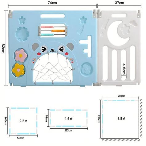 Corral de Seguridad Bebe Multiformas 8+2 Plegable Celeste-1