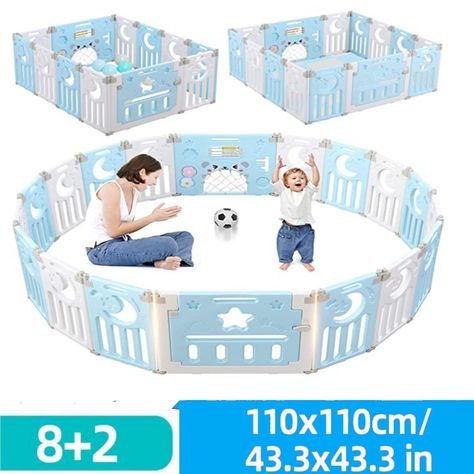 Corral de Seguridad Bebe Multiformas 8+2 Plegable Celeste-2