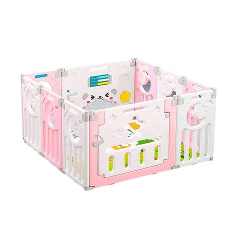Corral de Seguridad Bebe Multiformas 8+2 Plegable Rosado-0