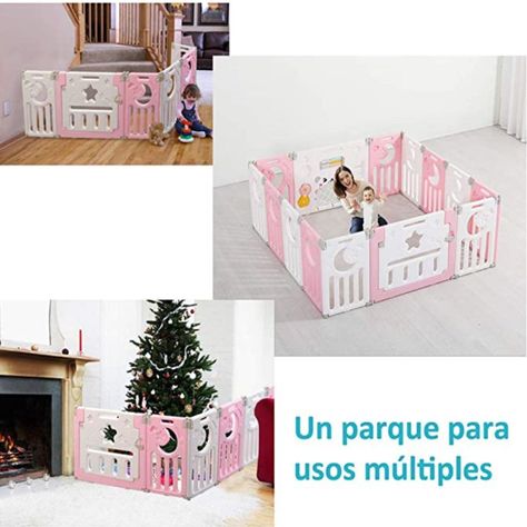 Corral de Seguridad Bebe Multiformas 8+2 Plegable Rosado-4