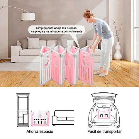Corral de Seguridad Bebe Multiformas 8+2 Plegable Rosado-7