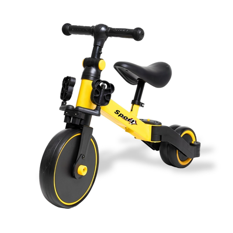 Triciclo Correpasillos Bicicleta de Aprendizaje Multiposiciones 3 En 1 Amarillo-0