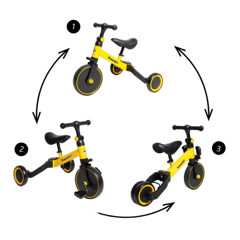Triciclo Correpasillos Bicicleta de Aprendizaje Multiposiciones 3 En 1 Amarillo-5