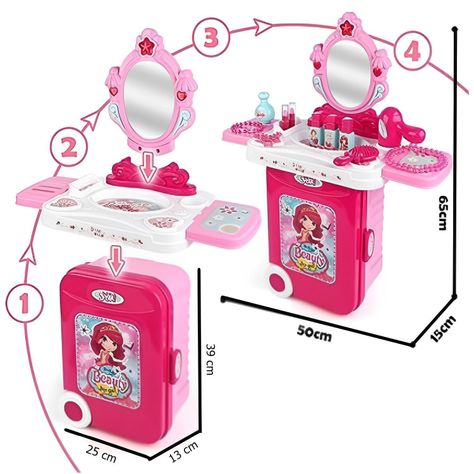 Juguete Maleta Peinador/ Tocador Maquillaje 3 En 1 con Luces y Sonidos-2