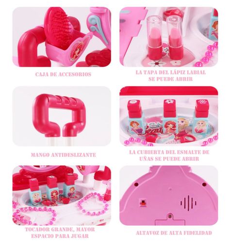 Juguete Maleta Peinador/ Tocador Maquillaje 3 En 1 con Luces y Sonidos-4