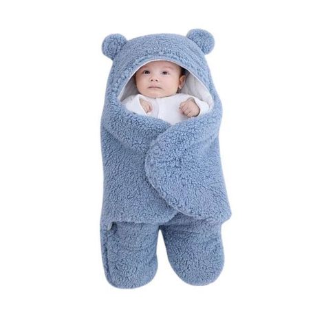 Manta Bebe Premium Recien Nacido Enterito Suave Osito Celeste-0