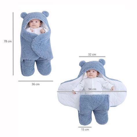 Manta Bebe Premium Recien Nacido Enterito Suave Osito Celeste-2
