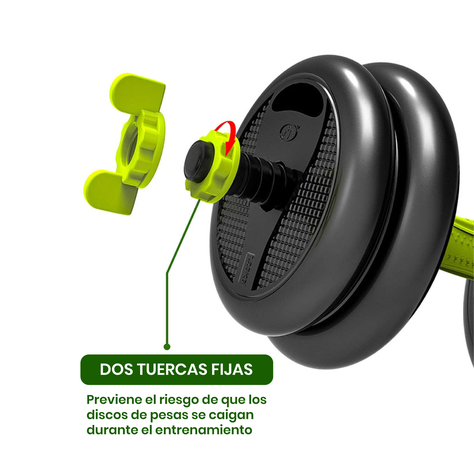 Juego De Mancuernas De 40 Kg Con Union Light Green-2