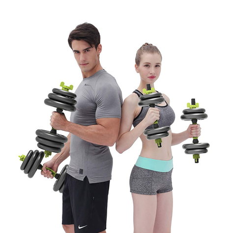 Juego De Mancuernas De 40 Kg Con Union Light Green-5