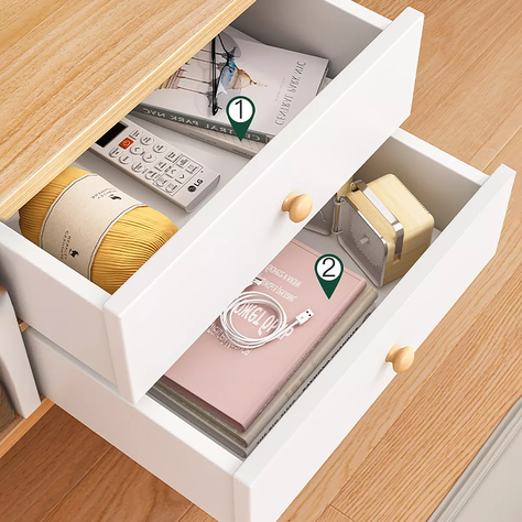 Velador para Dormitorio Doble Cajon Con Repisa  -2