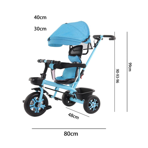 Coche Triciclo Infantil 4 En 1 Celeste-5