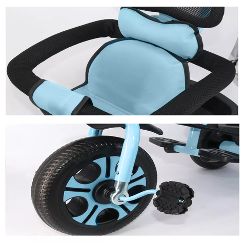 Coche Triciclo Infantil 4 En 1 Celeste-6