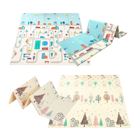 Alfombra Antigolpe Bebe Plegable Reversible Autito + Bolso -6