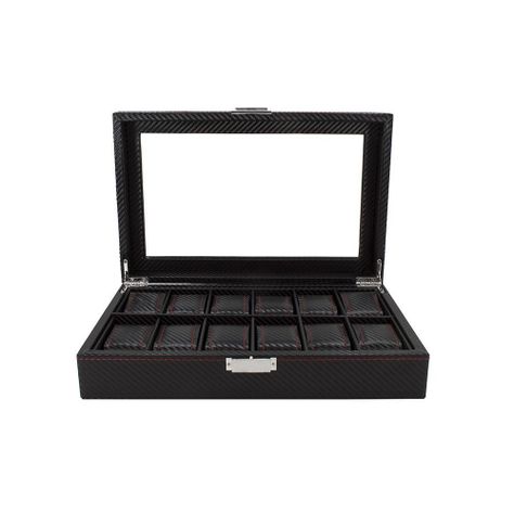 Caja Estuche Organizador de 12 Relojes Bordado Elegante-0