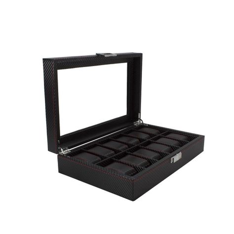 Caja Estuche Organizador de 12 Relojes Bordado Elegante-1