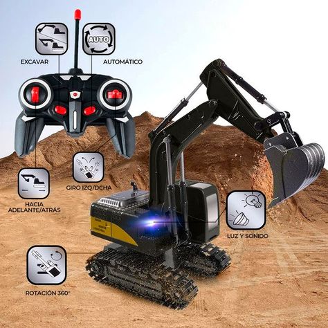 Camión Excavadora con Luces, Sonido y Batería Recargable-5