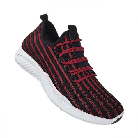 Zapatillas Deportivas Running Negro Rayas Rojo 3205-0